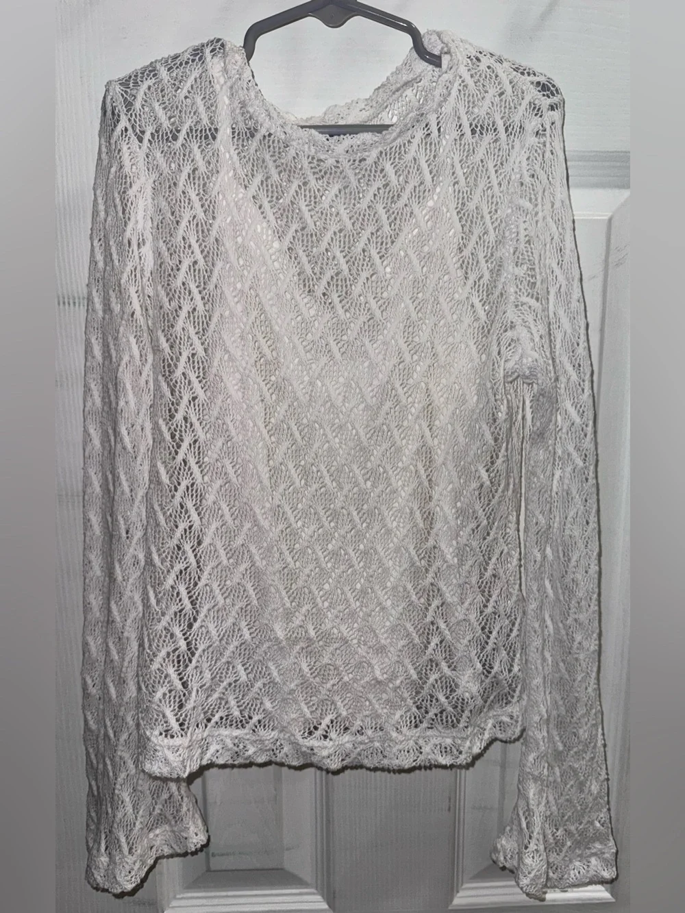 Old Navy Girls L 10/12 Cream Crochet Lace Bell Sleeve Top